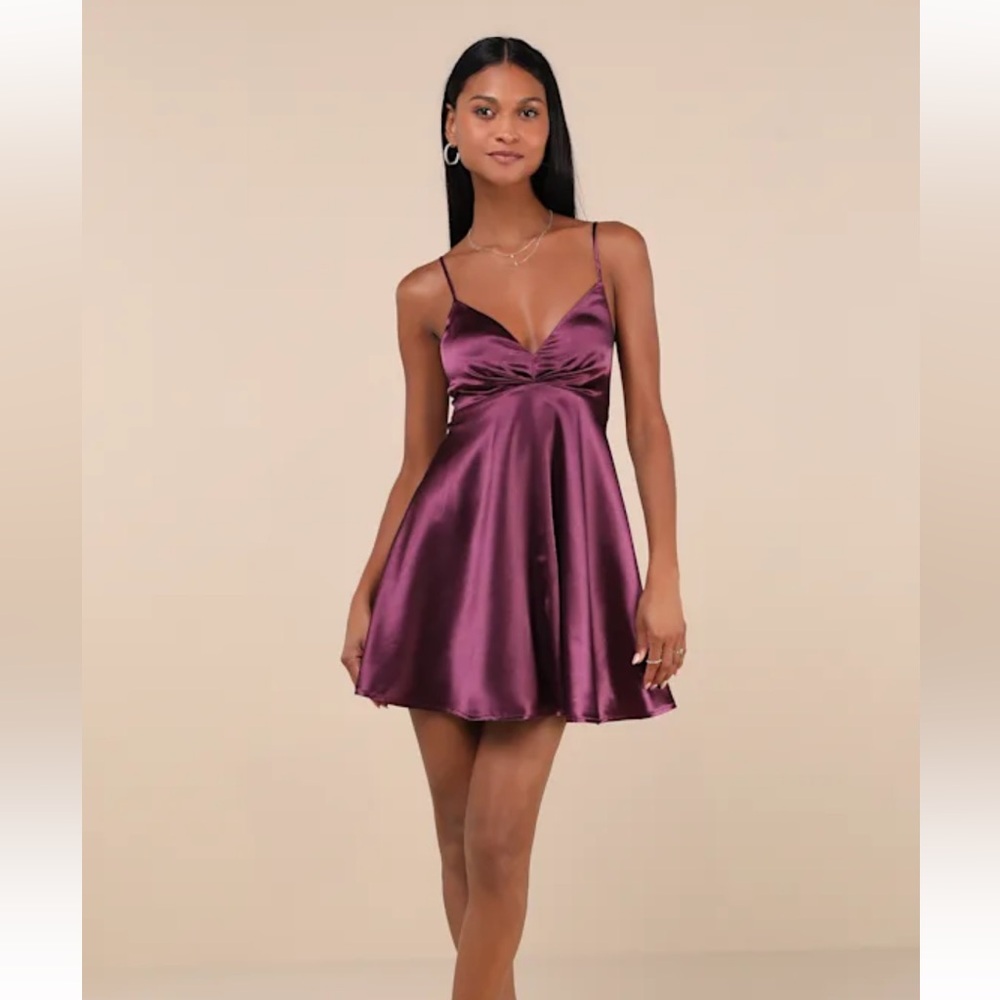 NWT | Lulus | XL | Satin | Mini Dress | Semi-Formal | Homecoming | Purple/Red